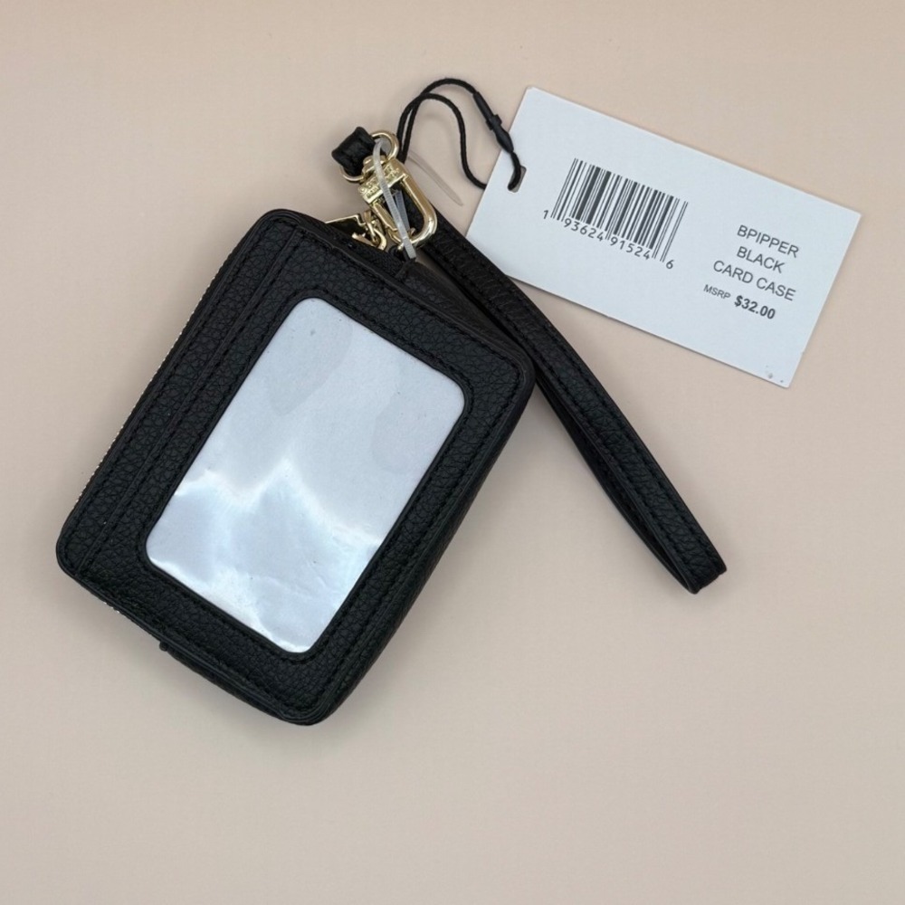 Steve Madden Bpipper Black Card Case Wristlet Wallet Zip Around New - Picture 4 of 5